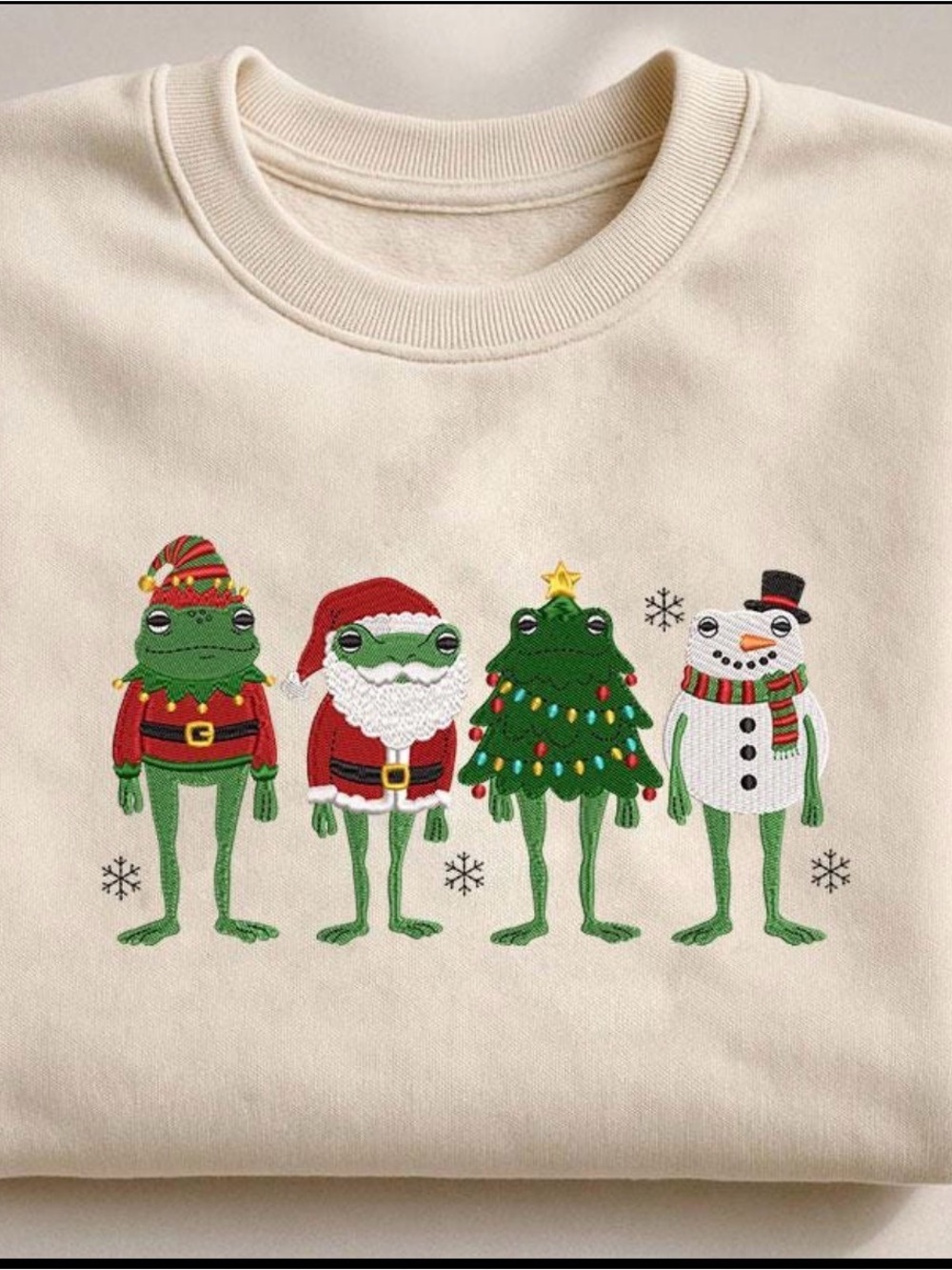 Embroidered Christmas Frogs sweater